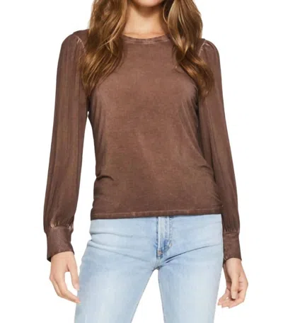 Another Love Mica Ruched Long Sleeve Top In Sable