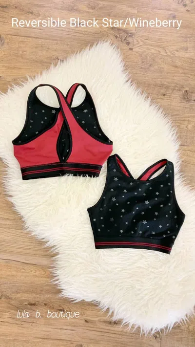 Another Love Micah Sports Bra In Black Star/wineberry
