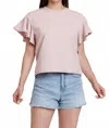 Another Love Milani Ruffle Sleeves Top In Petal Pink In Pink