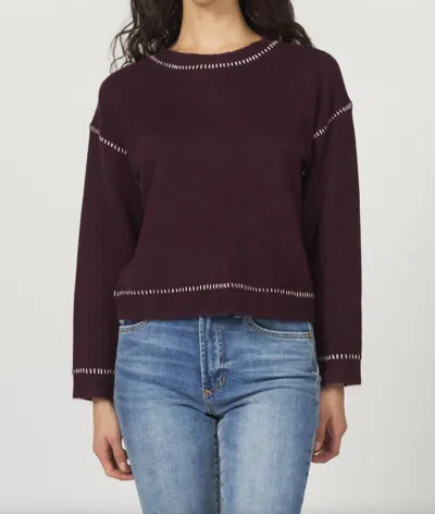Another Love Millie Crew Neck Sweater With Contrast Stitching In Bordeaux In Burgundy