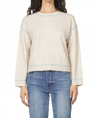 Another Love Millie Crew Neck Sweater With Contrast Stitching In Heather Oatmeal In Neutral