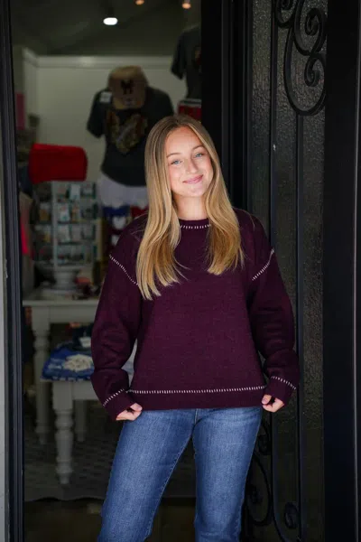 Another Love Millie Sweater In Bordeaux In Purple