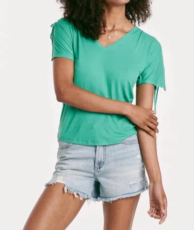 Another Love Minnie Shirred Short Shoulder Top In Garden Green In Brown