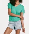 Another Love Minnie Shirred Short Shoulder Top In Garden Green In Brown
