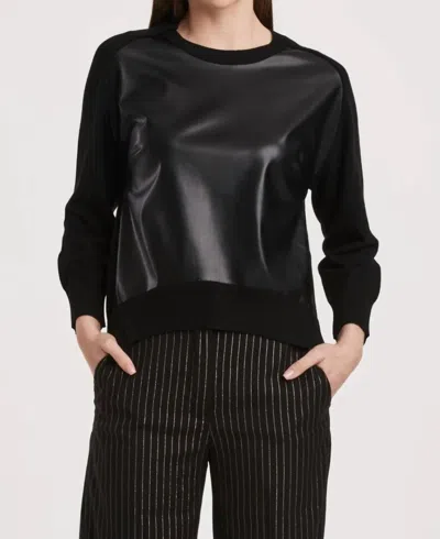 Another Love Moira Crew Leather Sweater In Black