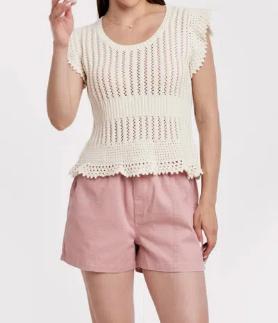 Another Love Naomi Crochet Sweater Top In Cream In White