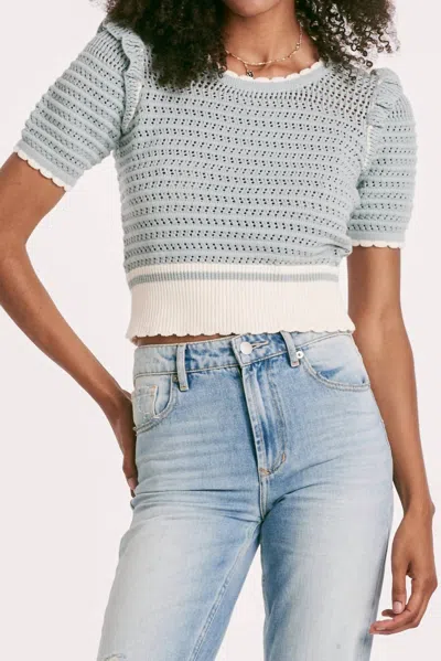 Another Love Neve Top Pale Sage Stripe In Multi In Blue