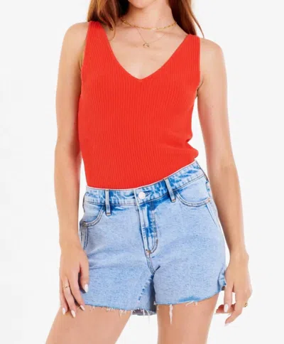 Another Love Noa V-neck Sweater Tank In Watermelon In Red