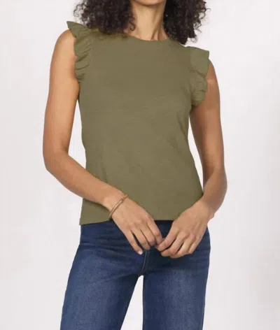 Another Love North Ruffle Tank In Dark Khaki In Green
