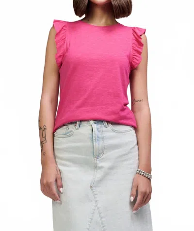 Another Love North Ruffle Trimmed Sleeve Slub Tank In Pink Paradise