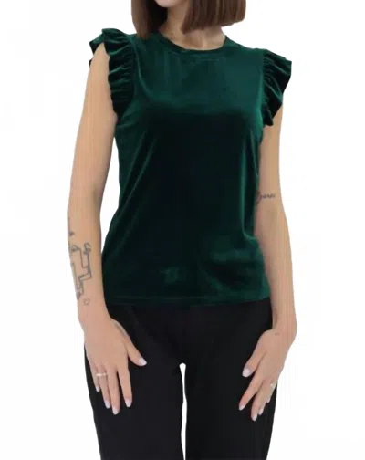 Another Love North Velvet Ruffle Top In Rainforest In Green