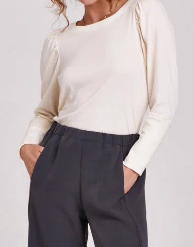 Another Love Puff Long Sleeve Top In Cream In White