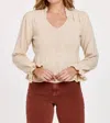 Another Love Rachelle Ruffle V-neck Sweater In Vintage Cream In Multi