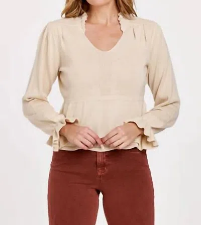 Another Love Rachelle Ruffle V-neck Sweater In Vintage Cream In Multi