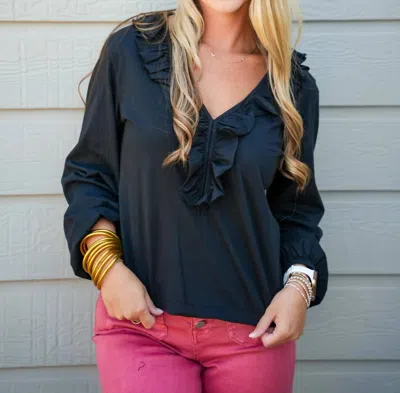 Another Love Raquelle Top In Black In Blue