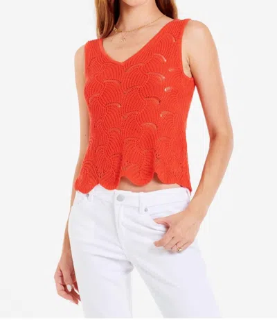 Another Love Rory Pointelle Sleeveless Double Neck Tank In Watermelon In Red