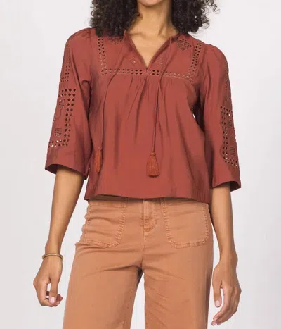 Another Love Samaya Quarter Sleeve Top In Brown In Burgundy
