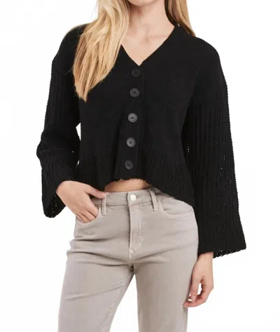 Another Love Samira Button Front Chunky Knit Cardigan In Black