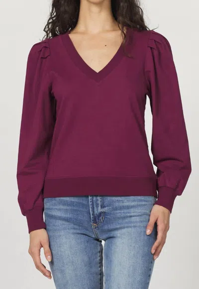 Another Love Sammi V Neck Sweatshirt In Bordeaux In Purple