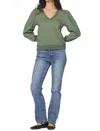 Another Love Sammi V-neck Sweatshirt In Sage Green In Green