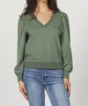Another Love Sammi V-neck Sweatshirt In Slate Green In Orange