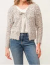 Another Love Serafina Tie Front Fuzzy Cardigan In Snowy Meadow In Multi