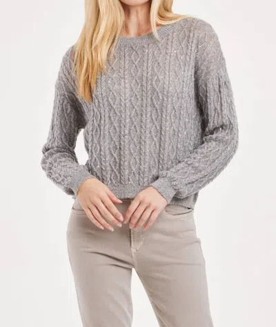 ANOTHER LOVE SARAI CABLE KNIT SEQUIN SWEATER IN GREY