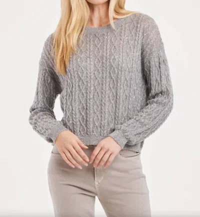Another Love Sari Sparkle Cable Knit Sweater In Silver