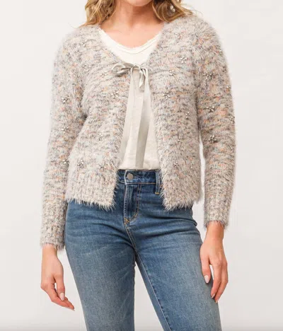 Another Love Savoy Snowy Meadow Bow Cardigan In Multi