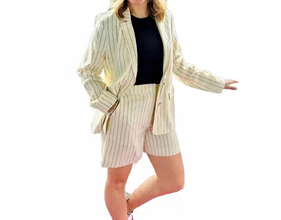 Another Love Selena Stripe Shorts In Cream/black In White