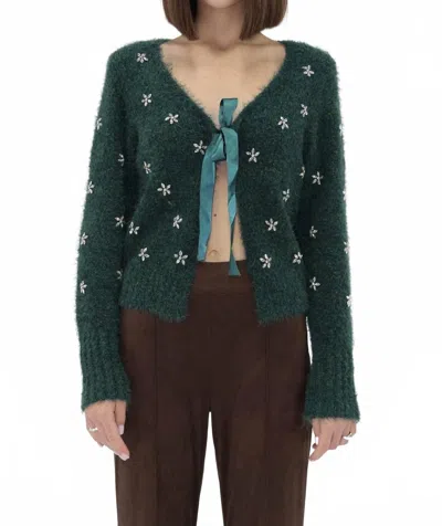 Another Love Serafina Textured Cardigan In Rainforest In Blue