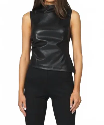 Another Love Shaunee Vegan Leather Top In Black