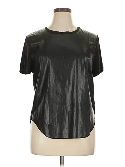 Pre-owned Another Love Short Sleeve Top Black Metallic Pattern Mock Neckline Tops