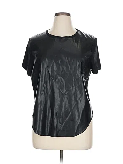 Pre-owned Another Love Short Sleeve Top Black Metallic Pattern Scoop Neck Tops