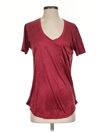 Pre-owned Another Love Short Sleeve Top Burgundy V-neck Tops