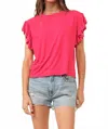 Another Love Sonny Hibiscus Flutter Sleeve Top In Pink In Pink