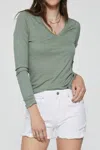 Another Love Sophie Rib Long Sleeve Tee In Sagebrush