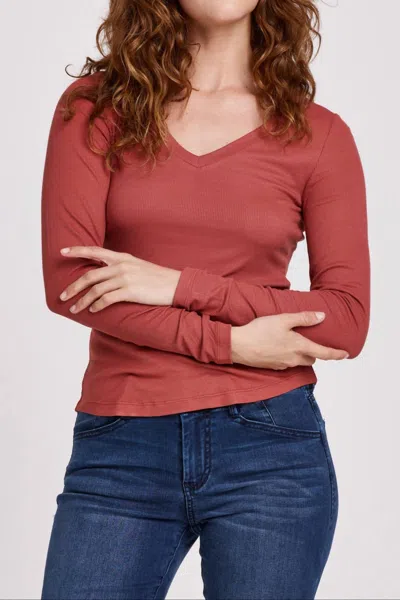Another Love Sophie Rib Tee In Cedar In Red