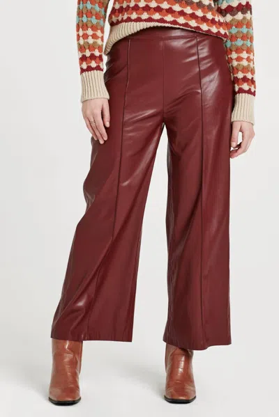 Another Love Sparkle Vino Vegan Leather Wide Leg Pant In Red