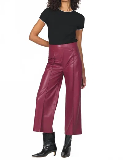 Another Love Sparkle Wide Leg Leather Pants In Bordeaux In Blue