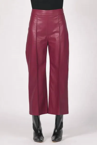 Another Love Sparkle Wide Leg Leather Pants In Bordeaux In Burgundy