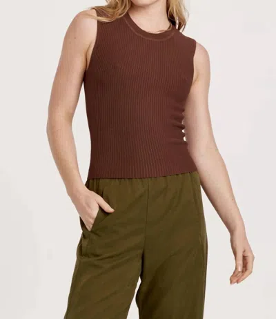 Another Love Stirling Ribbed Tank Top In Hickory In Brown