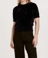 Another Love Suzie Fuzzy Short Sleeve Sweater Top In Black In Black