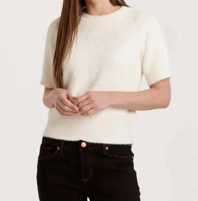 Another Love Suzie Fuzzy Short Sleeve Sweater Top In Vintage Cream In Multi