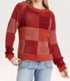 Another Love Tamera Sweater In Ruby Pink Check In Burgundy