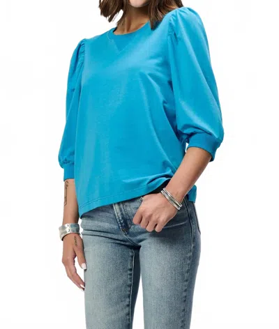 Another Love Tamryn Short Puff Sleeve Top In Malibu Blue