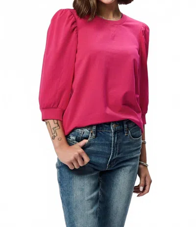 Another Love Tamryn Short Puff Sleeve Top In Pink Paradise