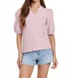 Another Love Tanner Puff Sleeve Top In Rose Smoke In Pink