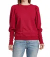 Another Love Tara Puffy Sleeve Sweatshirt In Ruby Pink In Red