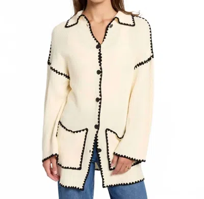 Another Love Tarla Patch Pocket Cardigan In Cream/back In Neutral